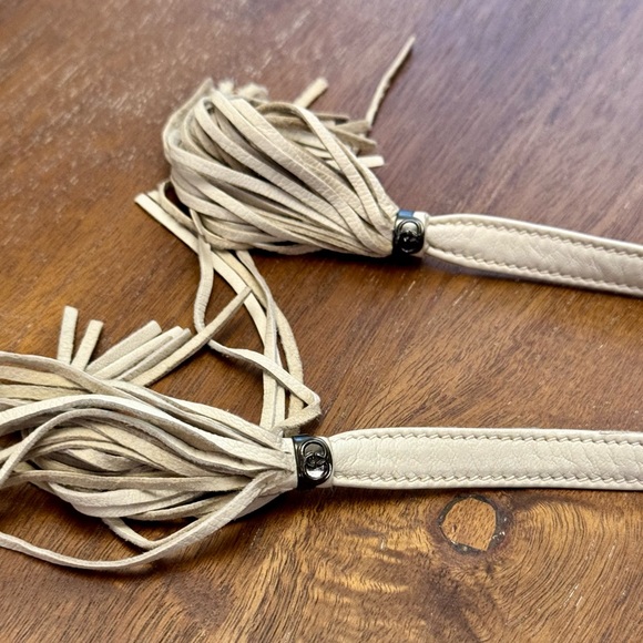 Gucci cream 100% leather tassel tie belt made in Italy - Picture 4 of 8